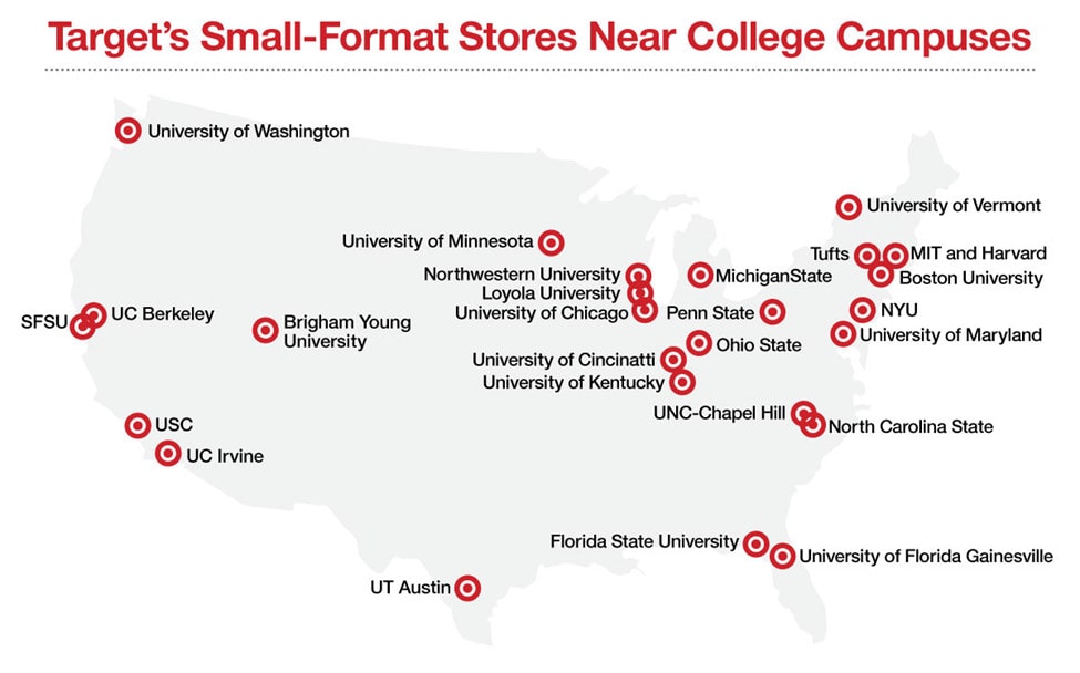 screenshot target small format stores near college campuses map