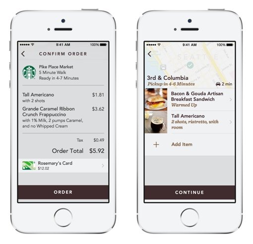 Screenshot of Starbucks Mobile Application