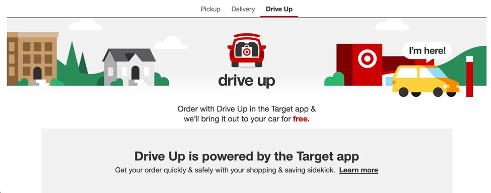 Screenshot of Target’s Drive Up Page